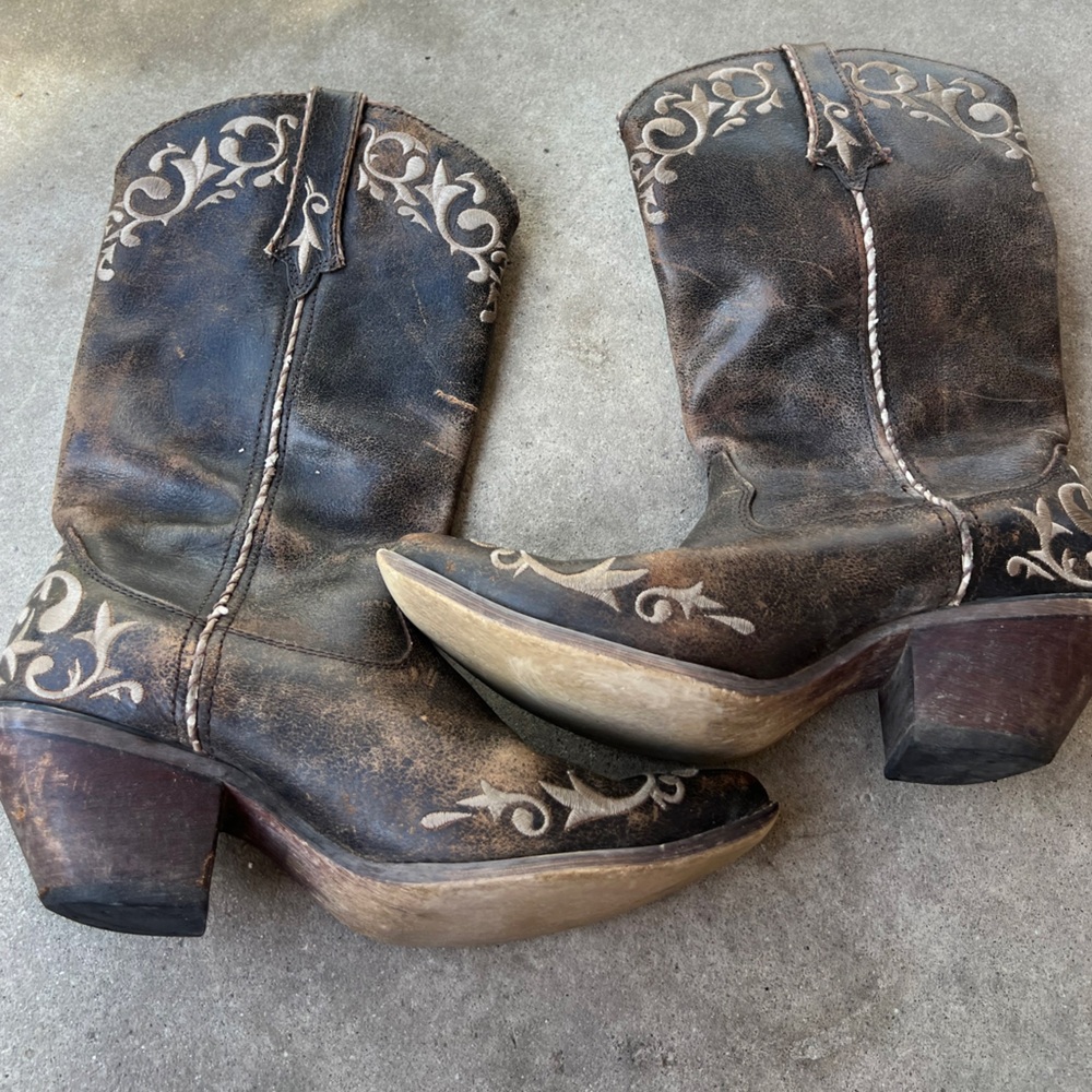 DURANGO CRUSH Women's 8M Embroidered Cowboy Boots 12" Brown Western RD3203 - Picture 3 of 11